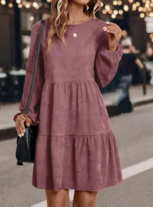Autumn new women's long-sleeved round-neck dress