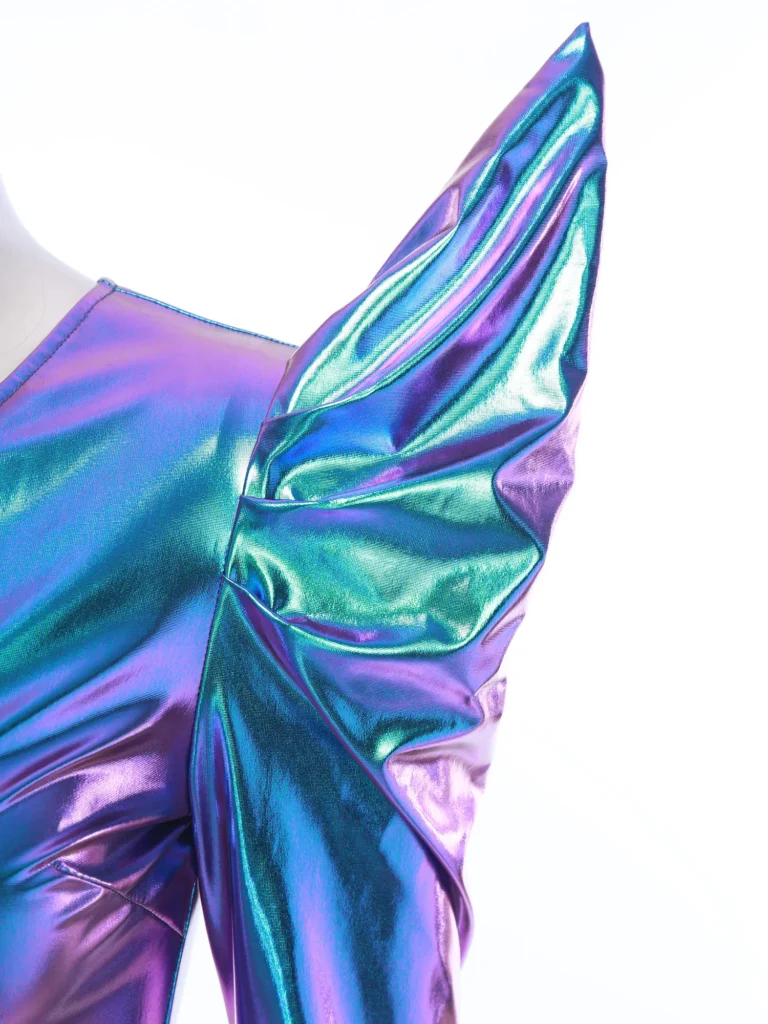 Women 70s Disco Hippie Cosplay Costume Long Sleeve Metallic Shiny Bell-bottom Jumpsuit Clubwear for Halloween Carnival Party 4