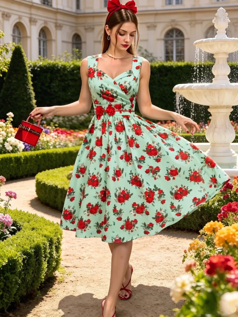 Women's Sleeveless V Neck Floral Print Midi Dress Wrap Design A Line Swing Dress Fashion Casual Ladies Daily Outfit 1