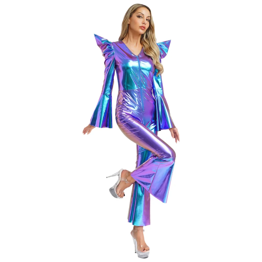 Disco Nights Metallic Bell-Bottom Jumpsuit 2
