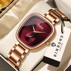 BINBOND Simple Quartz Watches For Women Luxury Precise Luminous Waterproof Elegant Women's Watch Casual Sturdy Stainless Reloj