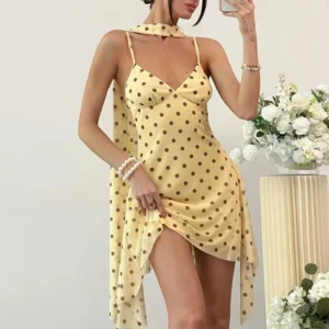 Dresses for Women New Summer Slim Sexy Spaghetti Strap Women Dress Asymmetrical Dot Dress Women Vestidos De Verano Mujer Q4886