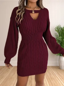 Fall Womens Sweaters Bodycon Sweater Dress 2024 Long Sleeve Midi Knit Dresses Pullover Sweater Dress